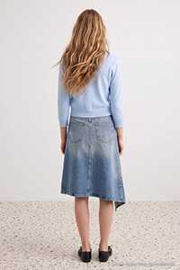 Women's <b>Denim</b> <b>Knee</b>-<b>Length</b> <b>Skirt</b> Asymmetric Button Front Stonewashed Cotton Casual Eco-Friendly Breathable Winter Wear Pencil - Product Image 2