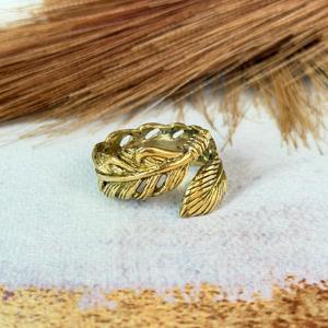 Feather <b>Ring</b> <b>Boho</b> Brass <b>Rings</b> For Women Antique Brass Finish Tribal Leaf Jewelry Wholesale - Product Image 1