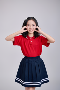 Chemise polo unisexe en polyester et élasthanne tricoté 50D rouge pour enfants de l'école primaire FMF - Product Image 4