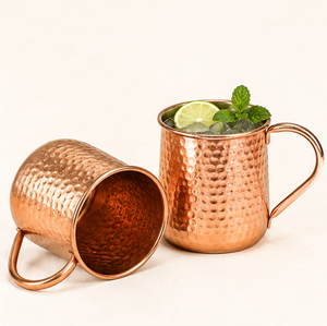 Juego de 4 tazas Moscow Mule de cobre 100% puro al por mayor, vasos de cóctel con acabado martillado y asas de latón remachadas, artículos de bar de cobre - Product Image 5