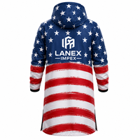 Chaqueta de Invierno Personalizada con la Bandera de EE. UU. para Hombre, Chaqueta Impermeable y Cortavientos con Forro Polar, Abrigo Largo con Capucha de Poliéster para Natación y Surf