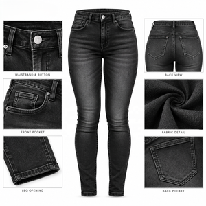 Pantalones Vaqueros Deslavados para Mujer, Venta al Por Mayor, Mezclilla Elástica, Etiqueta Personalizada para Tiendas de Moda Online, Tallas S-XL, Suministro de Fábrica - Product Image 5