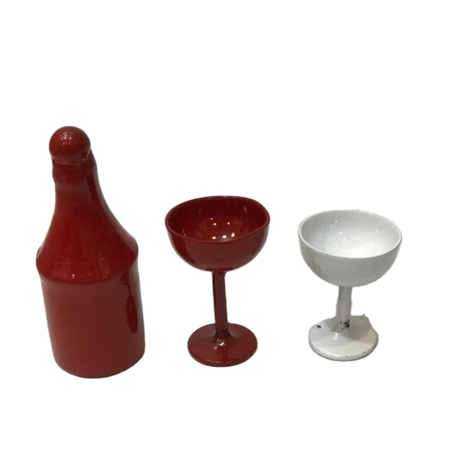 Bonecas, miniatura, vermelho e branco, garrafa e copo de vidro, 1/12 escala, melhor venda, pequenos metálicos, para casa de bonecas