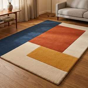 Tapis tufté à la main 100 % laine, à poils coupés, écologique, moderne, abstrait, géométrique, fait main, contemporain, pour la maison et usage commercial - Product Image 3