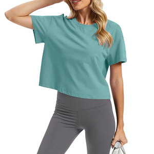 Popular Streetwear Women's Crop Top Skin Friendly Anti Wrinkle Trending Design Cotton Polyester <b>Material</b> Solid Color Pattern - Product Image 3