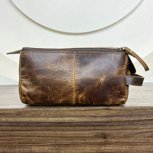 Nouvelle trousse de toilette en cuir véritable pleine fleur, faite à la main, personnalisée, portable, pour hommes et femmes - Product Image 4