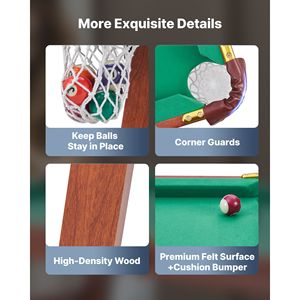 Mesa de Billar Plegable Portátil de 4.5 pies, Juego de Billar Compacto con Soporte para Bolas y Tacos, para Entretenimiento y Uso Doméstico - Product Image 4