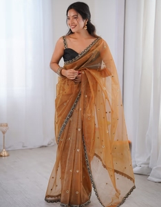 Sari Marrón Bordado KV Net - Product Image 2