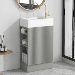 Meuble-lavabo de salle de bain gris de 18,6 po avec étagère à deux niveaux, orientation gauche-droite (Ancien SKU WF308491) - Product Image 5
