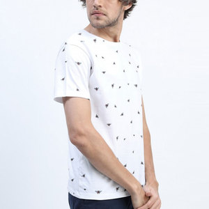 Men's <b>White</b> Short Sleeve T-Shirt with Front Logo Regular Fit Casual Jersey 100% Cotton O-Neck Breathable Top - Product Image 3