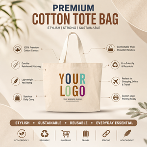 Premium Eco-Friendly Lightweight Minimalist Cotton <b>Canvas</b> <b>Tote</b> Bag Long Shoulder Handles | Custom Printed Shopping Bag - Product Image 5