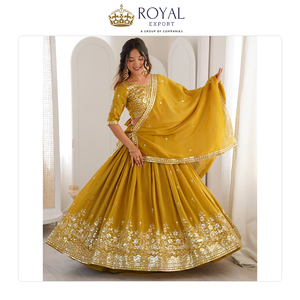 Hermosa Colección de Ropa de Boda de Diseño, Ropa India de Seda Pesada con Trabajo de Hilo y Lentejuelas, Lehenga Choli - Product Image 2