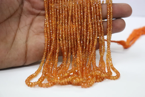Perles de rondelle à facettes en grenat Spessartite AAA 3-4mm et 17 pouces de pierres précieuses naturelles pour la fabrication de bijoux - Product Image 3