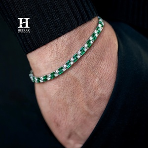 Bracelet de luxe serti d'émeraudes, bracelet en moissanite VVS, bracelet en diamant cultivé en laboratoire, bracelet en argent 925, bracelet tennis hip-hop, bijoux personnalisés - Product Image 4