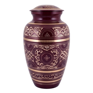 Urna Funeraria de Latón Rosa Dorado con Grabado Floral y Tapa para Cenizas de Adultos - Florero Conmemorativo de Latón Rosa - Product Image 4