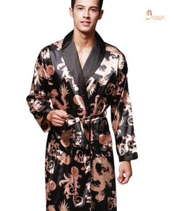 Robe de nuit de luxe pour homme, décontractée, ample, à manches longues, en polyester/coton, pour l'été - Product Image 1