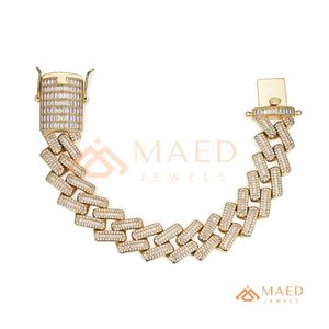 Pulsera de eslabones tipo baguette de oro con moissanita, cadena fina, joyería de moda para uso diario, estilo regalo, para compradores de Miami y Chicago - Product Image 4