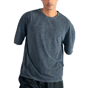 Camiseta Extra Grande para Hombre de Primera Calidad, Lavada al Ácido, con Efecto Desgastado, 100% Algodón, Hombros Caídos, Manga Corta, Cuello Redondo, 240 Gramos - Product Image 1