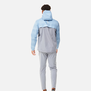 Conjunto Deportivo Personalizado de Dos Piezas en Bloques de Color de Nailon y Poliéster, Chaqueta con Capucha y Pantalones Cortos Deportivos, Cortavientos, para Hombre - Product Image 2