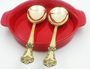 Ensemble de 2 cuillères de service en laiton, élégantes cuillères de service dorées pour la maison, la cuisine et la salle à manger - Product Image 6