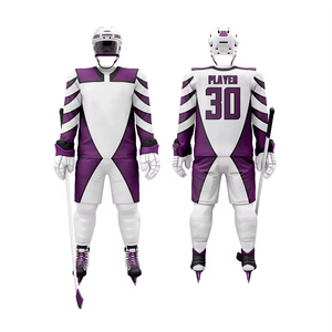 Custom Ice Hockey Uniform Men's Full Sleeve Jersey 100% Polyester Moisture Wicking Striped Design Sublimated Print <b>Athletic</b> Fit - Product Image 1