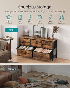 Commode à 5 tiroirs en tissu, style moderne, meuble de rangement autoportant pour chambre à coucher - Product Image 5