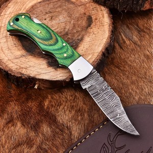 Nordic Forge Damascus Steel Folding <b>Knife</b> Back <b>Lock</b> Pakka wood Handle Sheath Pocket EDC Camping Hunting <b>Knife</b> - Product Image 3