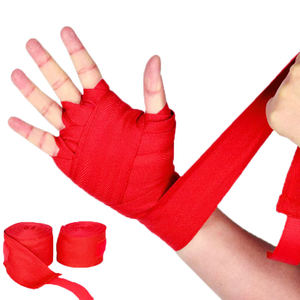 Boxing Hand Wraps Non-Skid Compression Sleeve <b>Elastic</b> Hand Wrist Support <b>Lace</b>-Up Closure Polyester & Cotton Gym Workout Bandage - Product Image 3