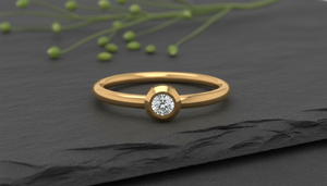 HandMade Custom Design 10k Gold Bezel Set <b>Ring</b> VVS1 Lab Grown Diamond Minimalist Solitaire <b>Stacking</b> <b>Ring</b> Manufacturer Wedding - Product Image 6