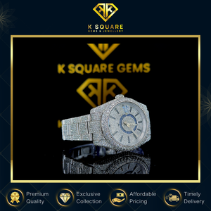 Montre de qualité supérieure à mouvement automatique à quartz, résistante à l'eau, VVS, unisexe, en acier inoxydable, verre saphir, diamant moissanite - Product Image 6