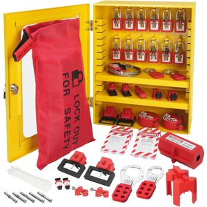 Kit di Bloccaggio e Segnalazione Elettrica con 59 Pezzi: Lucchetti, Ganci, Etichette, Fascette, Blocco Spina, Blocco Circuito, Attrezzatura di Supporto per Camera Bianca - Product Image 1