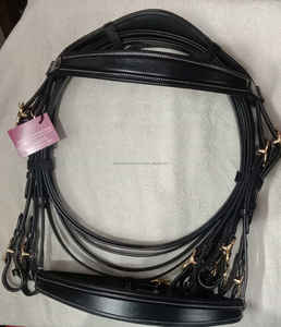 Brida doble de la más alta calidad para caballos, banda para la nariz acolchada suave con herrajes de latón hechos de cuero de caballo duradero - Product Image 2