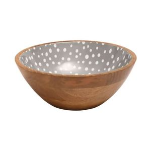Handmade Mango Wood Serving <b>Bowl</b> with White Enamel Splatter Inlay - <b>Large</b> Decorative Salad <b>Bowl</b> for Modern Home Decor & Kitchen - Product Image 2
