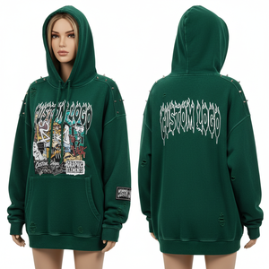 Custom Women's Oversize <b>Long</b> Sleeve French Terry Sweatshirt Down-Shoulder Loose Fit Pullover <b>Hoodie</b> For Women - Product Image 1