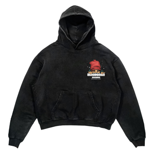 Sweat-shirt à capuche noir personnalisé pour homme, coupe oversize, en molleton de coton, avec cagoule intégrée, design décontracté avec poches imprimées et logo frontal, idéal pour l'hiver - Product Image 2
