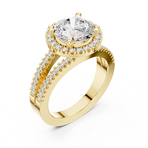 Anillo de Compromiso de Corte Redondo, Oro Amarillo de 18K, Banda de Diamantes, Oro Blanco de 14K, Joyería Fina, Anillo de Mujer, Anillo de Aniversario, Anillo de Boda - Product Image 6
