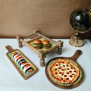 Plateau de service minimaliste en bois, plateau à nourriture en bois naturel pour fromage, fruits, en-cas, décoration de cuisine contemporaine - Product Image 6