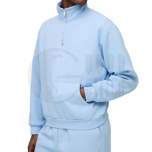 ชุดวอร์มผู้ชายสำหรับฤดูหนาว แบบลำลอง สีพื้น ระบายอากาศได้ดี ซิปครึ่งตัว ผลิตจากโพลีเอสเตอร์/คอตตอน น้ำหนักเบา มีกระเป๋าข้าง - Product Image 2