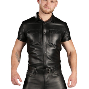 Camisa de Cuero Negra para Hombre, Formal, Sin Mangas, Ecológica, Teñida, Resistente al Viento, Veraniega, Elegante y Cómoda, con Estilo Moderno - Product Image 3