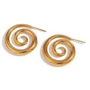 Pendientes colgantes en espiral de latón chapado en oro, estilo vintage, joyería de moda unisex - Product Image 2