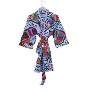 Unique Handmade Vintage Japanese Floral cutwork <b>Kimono</b> <b>Robe</b> Women Bohemian short Summer Wedding Jacket Bikini Cover Drawstring - Product Image 2