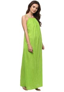 Hermoso vestido de noche sin mangas verde loro elaborado con 100% vestido de noche perfecto de algodón transpirable suave - Product Image 3