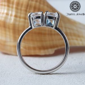 Anillo de Compromiso de Plata 925 con Moissanita de Corte Cojín, Geométrico, con Engaste de Garras, Minimalista, Unisex, para Uso Diario, de Charm Jewels - Product Image 3