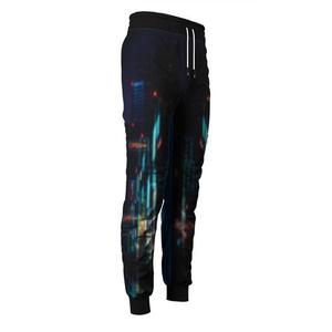 Men's Dripping Print Sweatpants Elastic Waist Drawstring Casual Spliced Design Black White Polyester Autumn Wear - Product Image 4