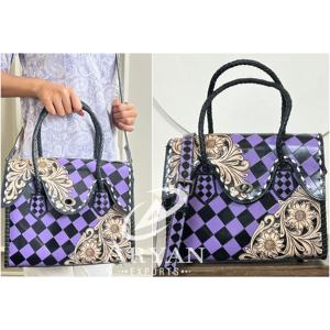 Sac fourre-tout en cuir de vachette grande capacité pour femme, motif à carreaux, dernière mode, sac à bandoulière, sac à main, cadeau pour femme - Product Image 1