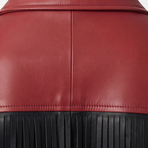 Veste en cuir à col rabattu pour homme, veste en cuir à franges avec fermeture éclair, veste en cuir à franges avec ceinture pour homme - Product Image 4