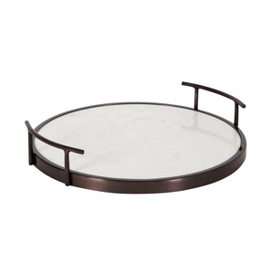 ถาดเหล็กดีไซน์สวยมาใหม่ถาดโลหะทรงกลมพร้อมที่จับโลหะ - Product Image 1