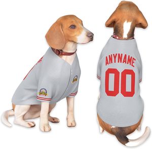 Camiseta de Béisbol Personalizada para Perro, Verano, Gris y Roja, Malla Transpirable, Sin Mangas, Antibacteriana, con Nombre y Número, Ropa Deportiva para Mascotas - Product Image 2