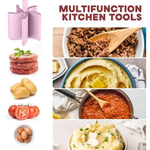 Picadora de Carne Premium Resistente al Calor, Molinillo de Hamburguesas, Herramienta Rosa de Nylon para Mezclar Patatas, Procesador de Alimentos para Moler Carne de Res - Product Image 3