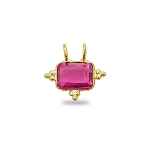 Pendentif rectangulaire fantaisie en quartz rubellite, fait main, plaqué or, bijou pierre de naissance, fournisseurs indiens de bijoux en quartz rubellite - Product Image 2
